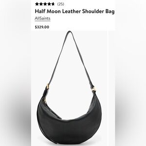 All Saints Half Moon Leather Shoulder/Crossbody Bag